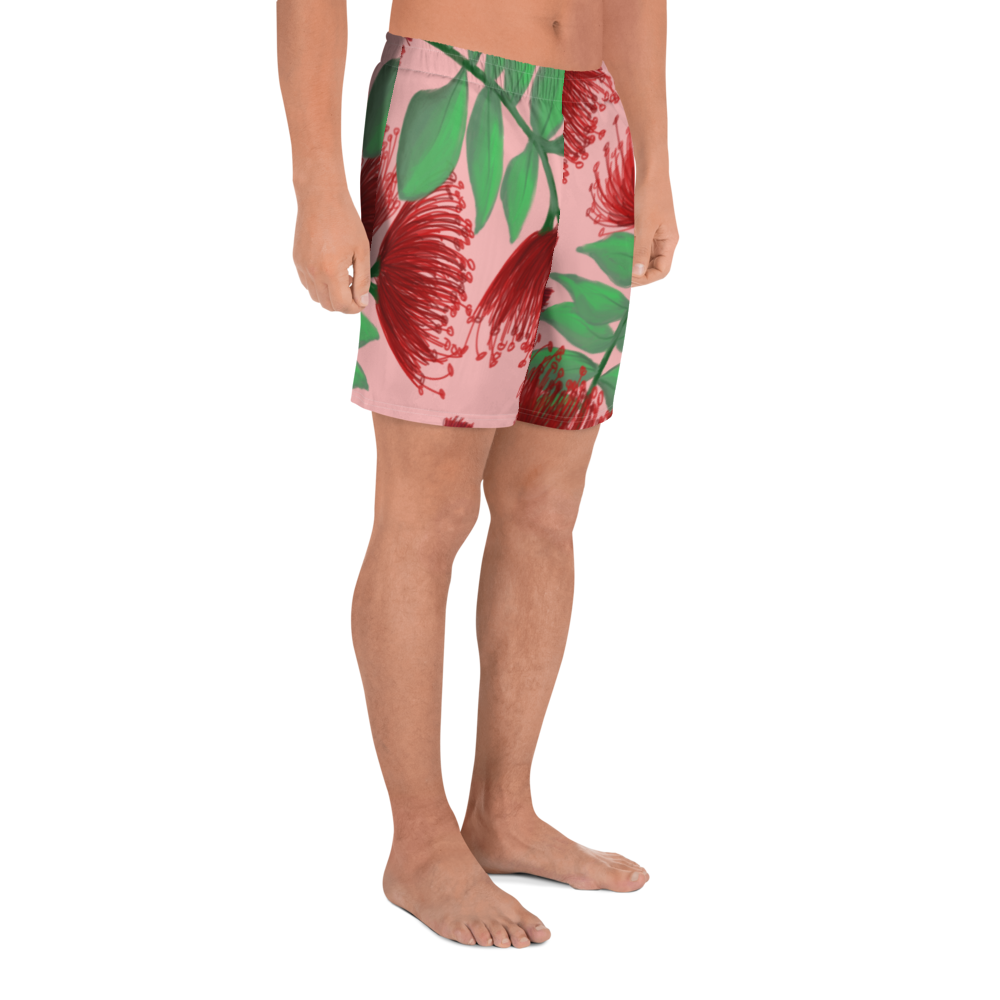 The Lehua Flower, Hawai'i Island, Men's Athletic Long Shorts