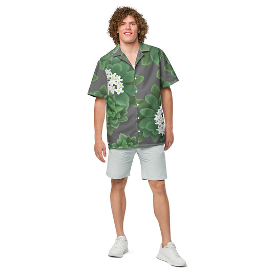hawaii hinahina plant unisex aloha shirt male model
