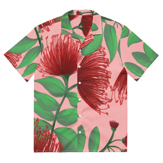 hawaii lehua flower unisex aloha shirt front