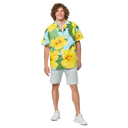 hawaii puailima flower unisex aloha shirt male model