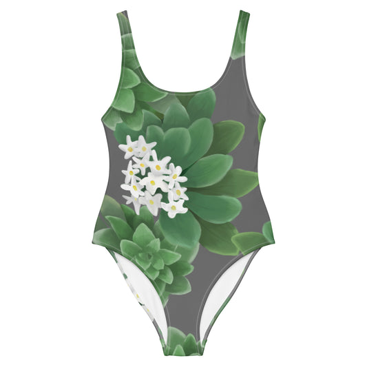 hawaii hinahina plant one piece swimsuit front