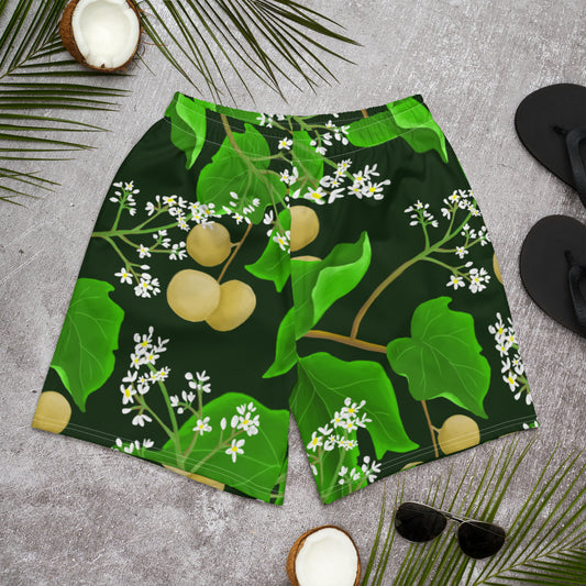 hawaii kukui nut flower mens athletic long shorts