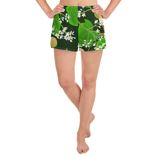 hawaii kukui nut flower womens athletic shorts front model