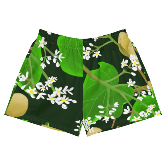hawaii kukui nut flower womens athletic shorts