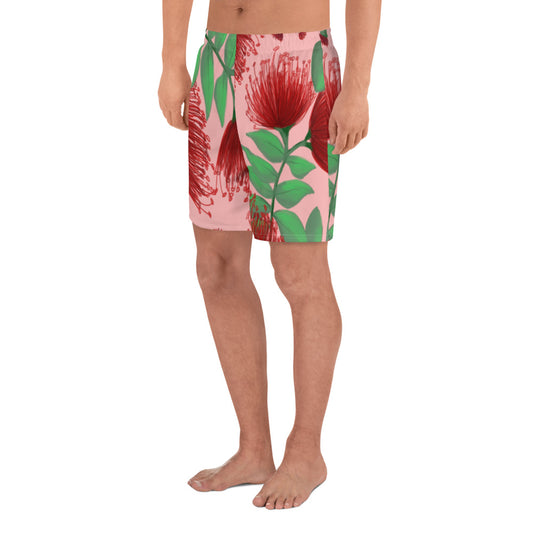 hawaii lehua flower kids mens athletic long shorts model
