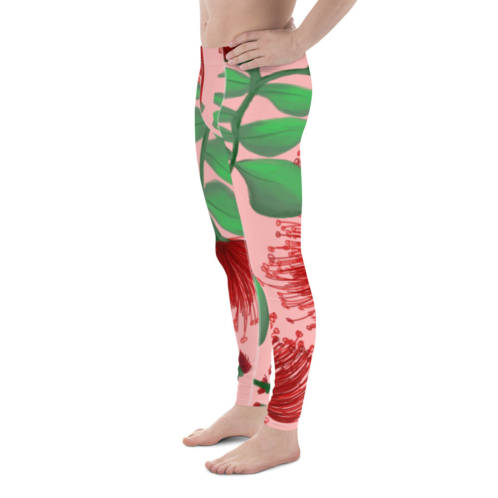 hawaii lehua flower mens leggings left
