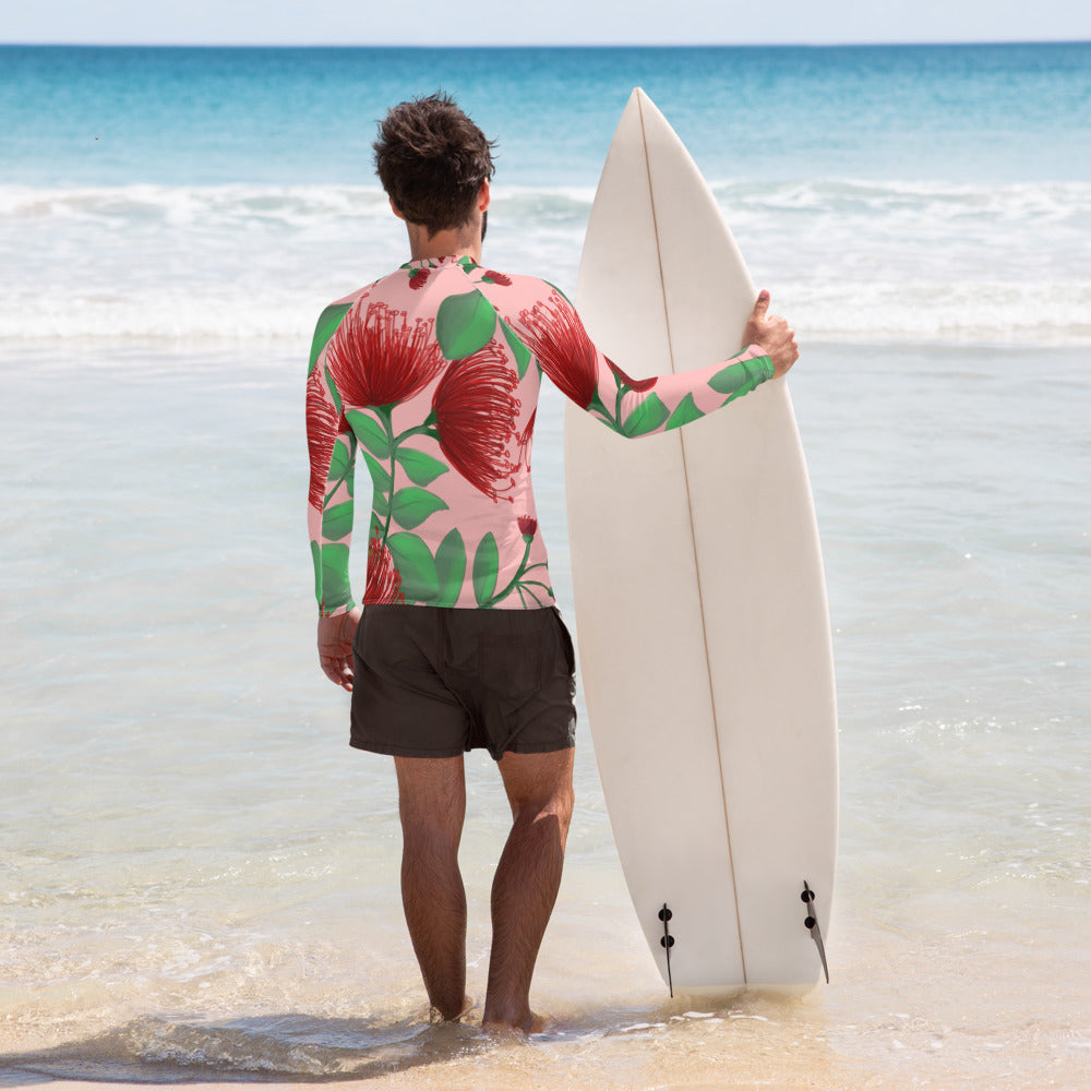 hawaii lehua flower mens rash guard surf model