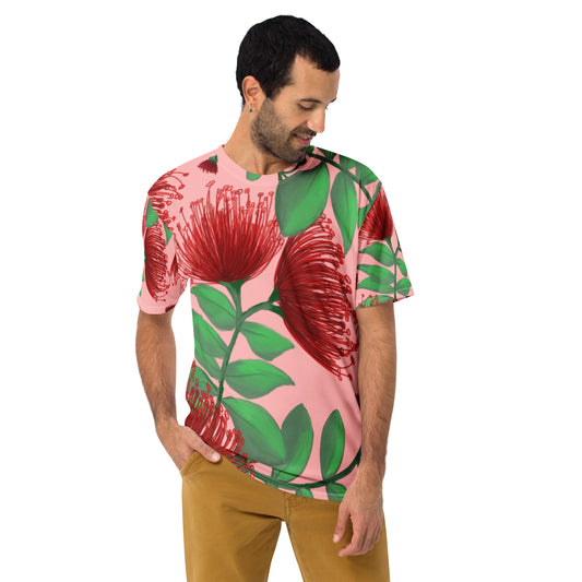hawaii-lehua-flower-mens-t-shirt model front