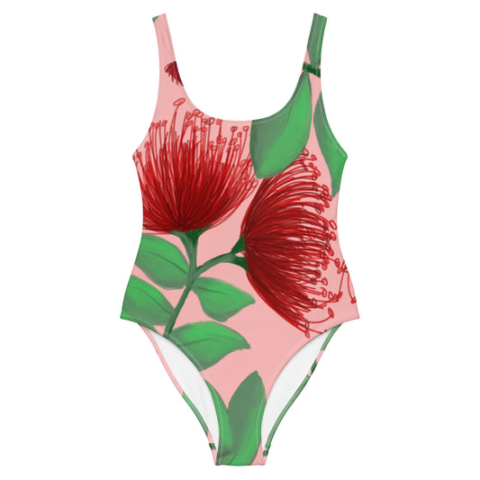 hawaii lehua flower one piece swimsuit front