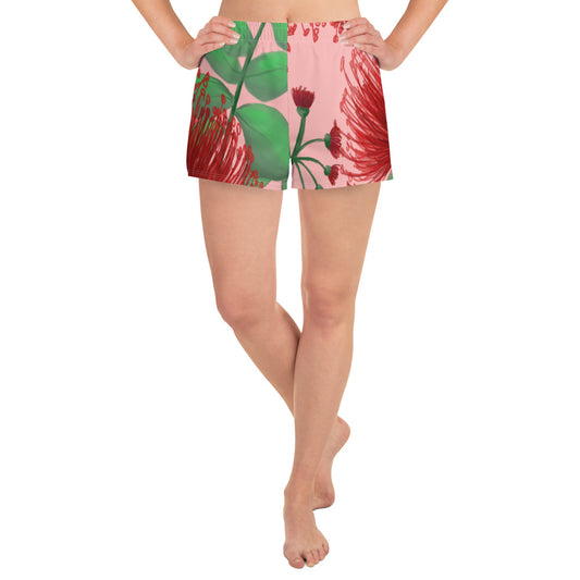 hawaii lehua flower womens athletic shorts front model