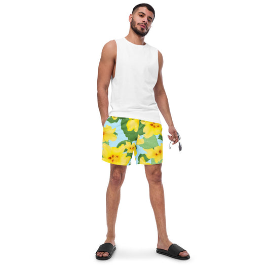 hawaii puailima flower men’s swim trunks front model